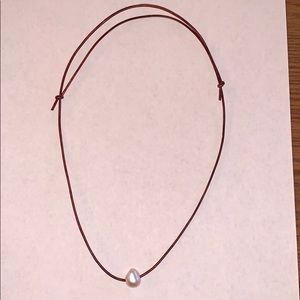 Leather and pearl necklace